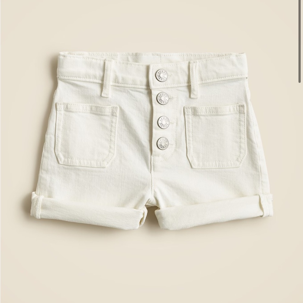New with tags J.Crew girls patch pocket white HighRise Button Front denim Shorts